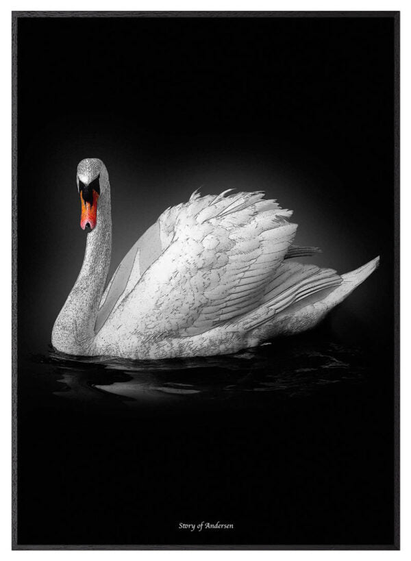 Plakat – H.C. Andersen Signatur – Den Grimme Ælling – Sort baggrund