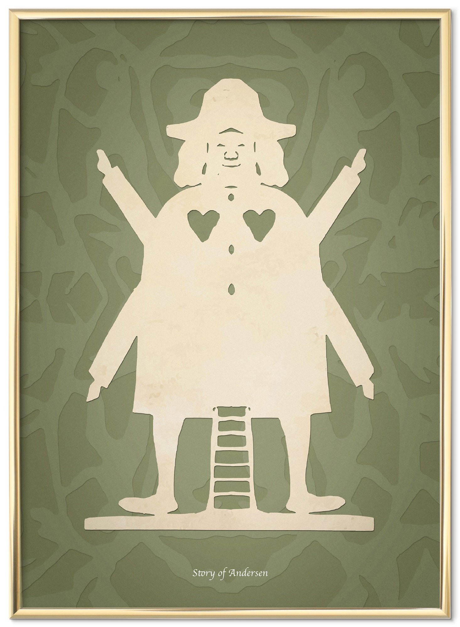 Plakat – H.C. Andersen Papirklip – Møllemand – Grøn baggrund