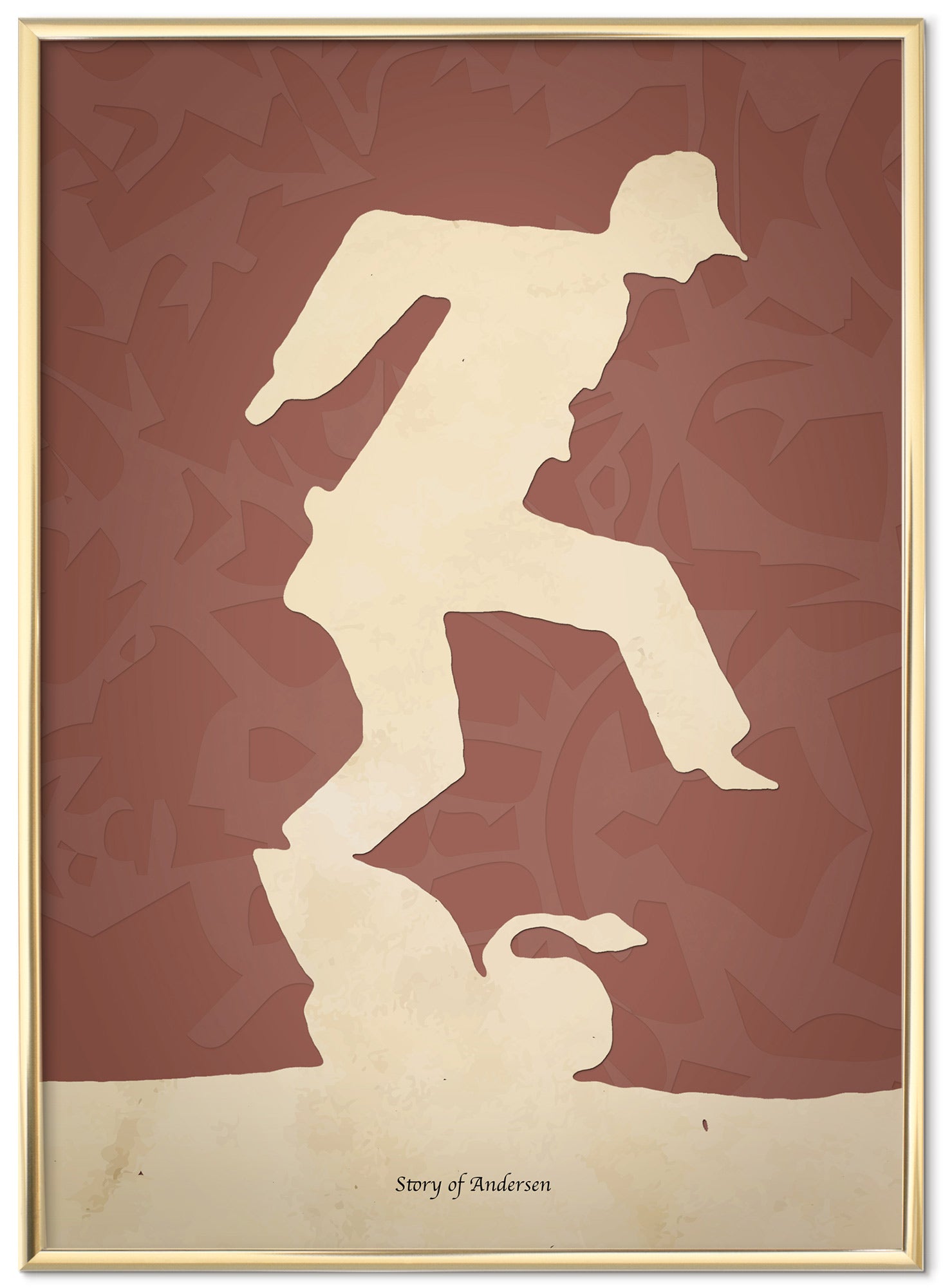 Plakat – H.C. Andersen Papirklip – Svanedans – Rød baggrund