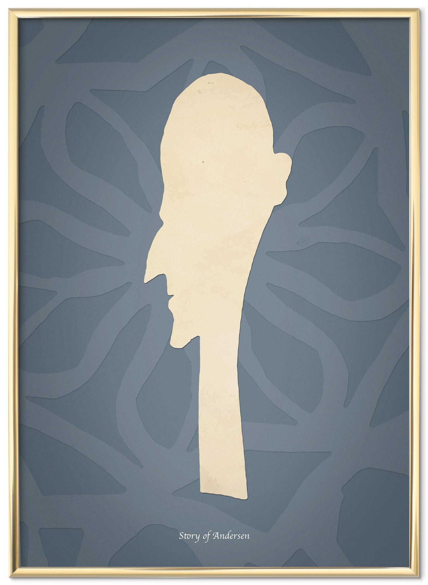 Plakat – H.C. Andersen Papirklip – Portræt – Blå baggrund