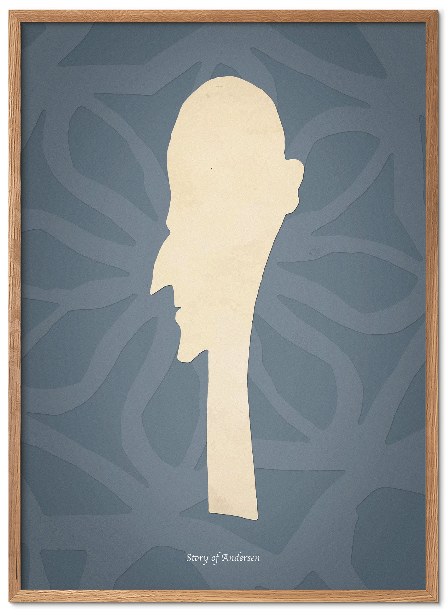 Plakat – H.C. Andersen Papirklip – Portræt – Blå baggrund