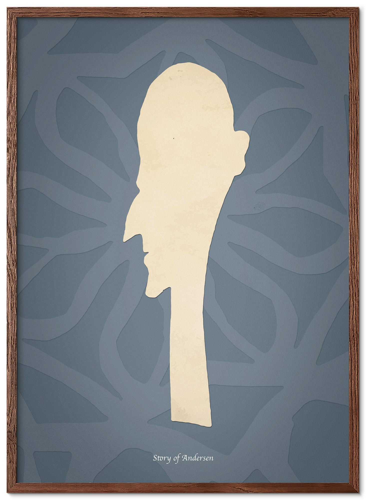 Plakat – H.C. Andersen Papirklip – Portræt – Blå baggrund