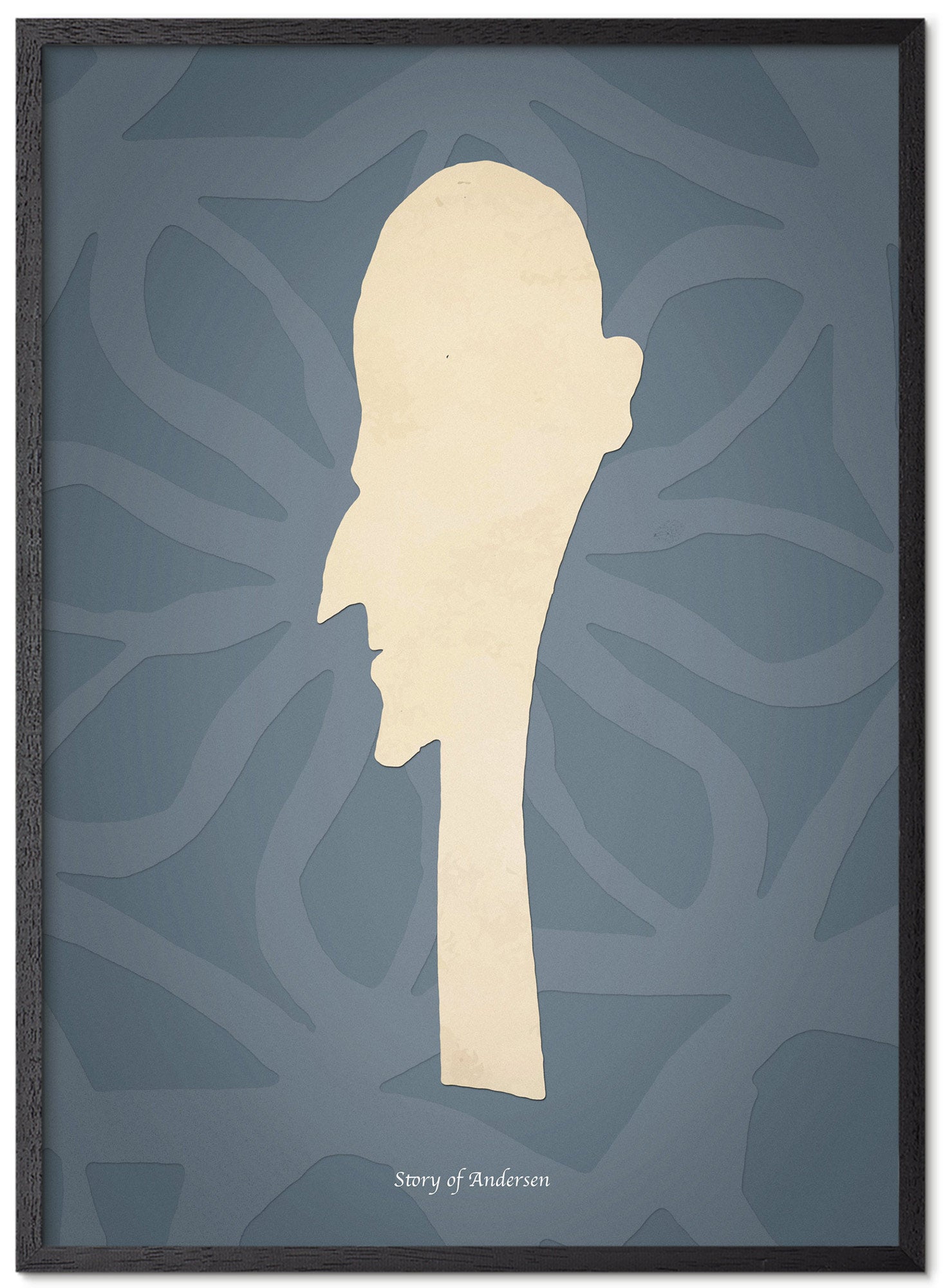 Plakat – H.C. Andersen Papirklip – Portræt – Blå baggrund