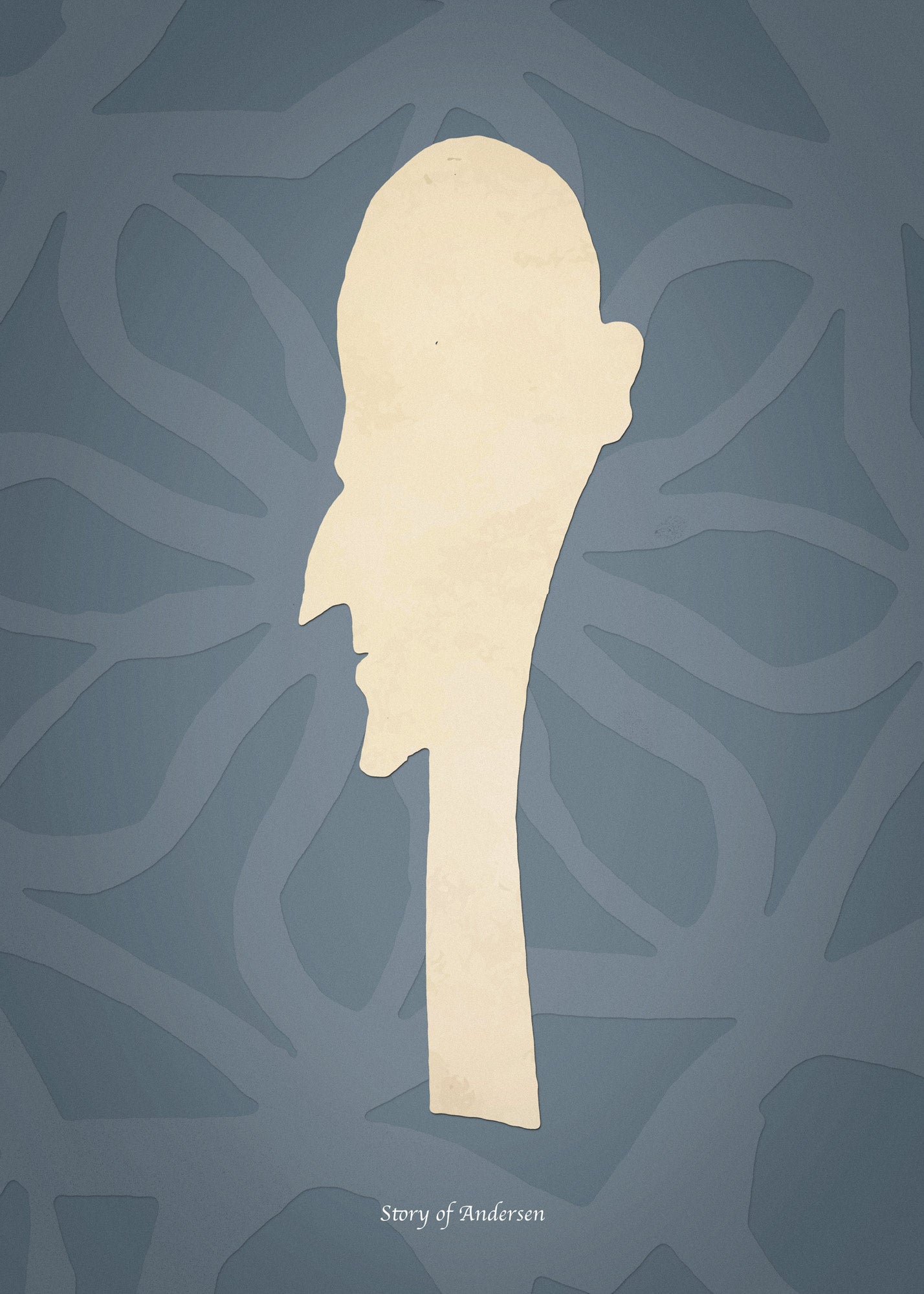 Plakat – H.C. Andersen Papirklip – Portræt – Blå baggrund