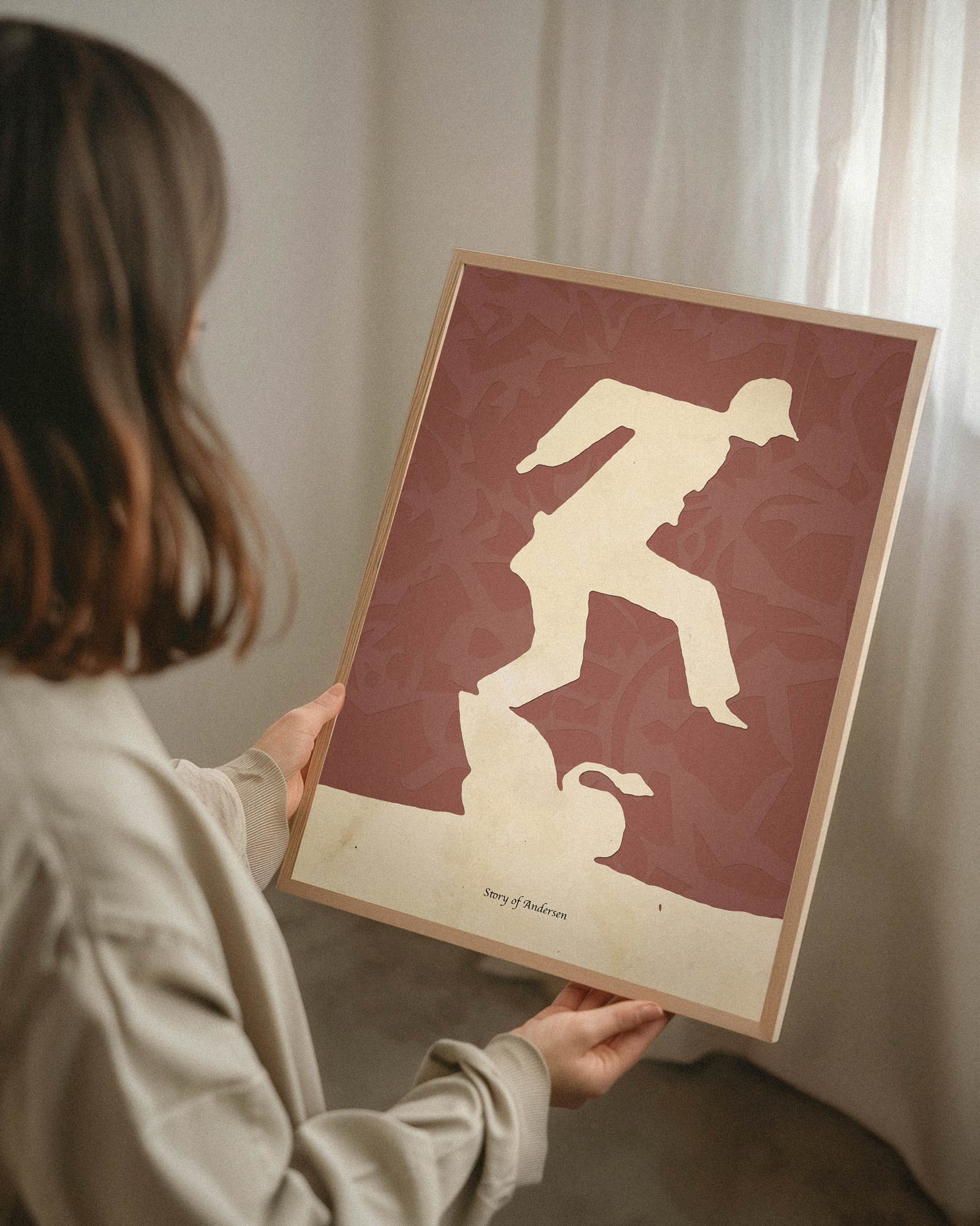 Plakat – H.C. Andersen Papirklip – Svanedans – Rød baggrund