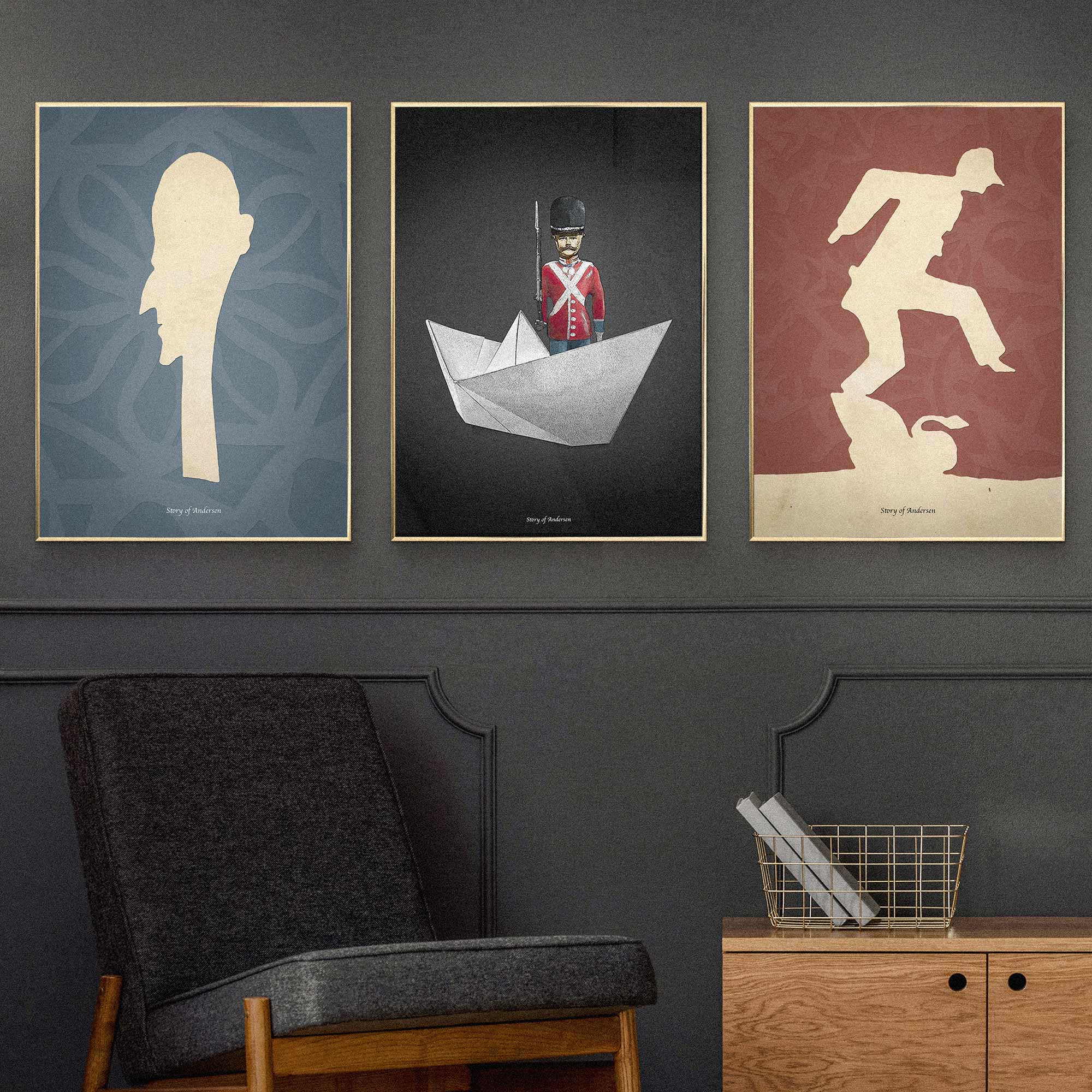 Plakat – H.C. Andersen Papirklip – Portræt – Blå baggrund