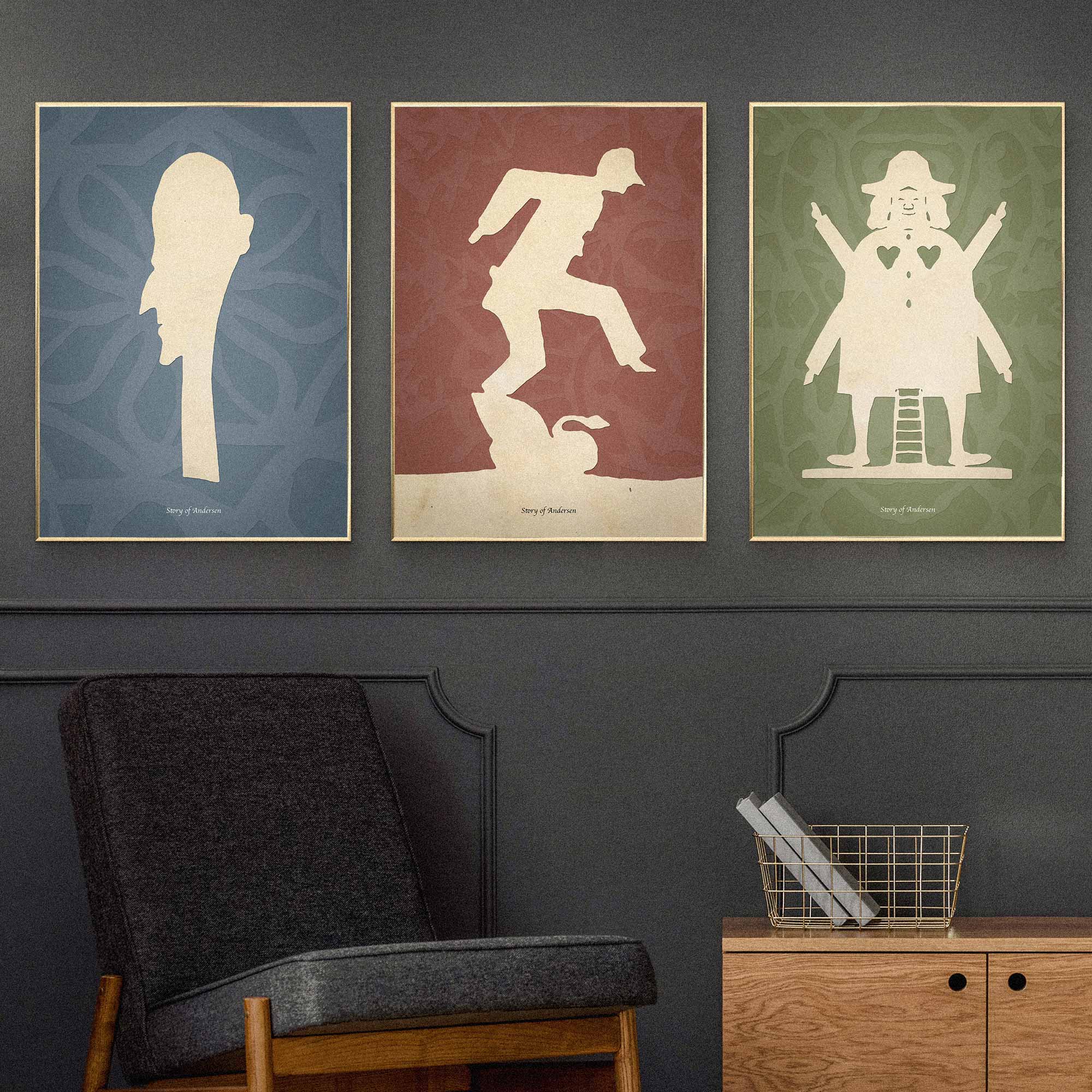 Plakat – H.C. Andersen Papirklip – Portræt – Blå baggrund