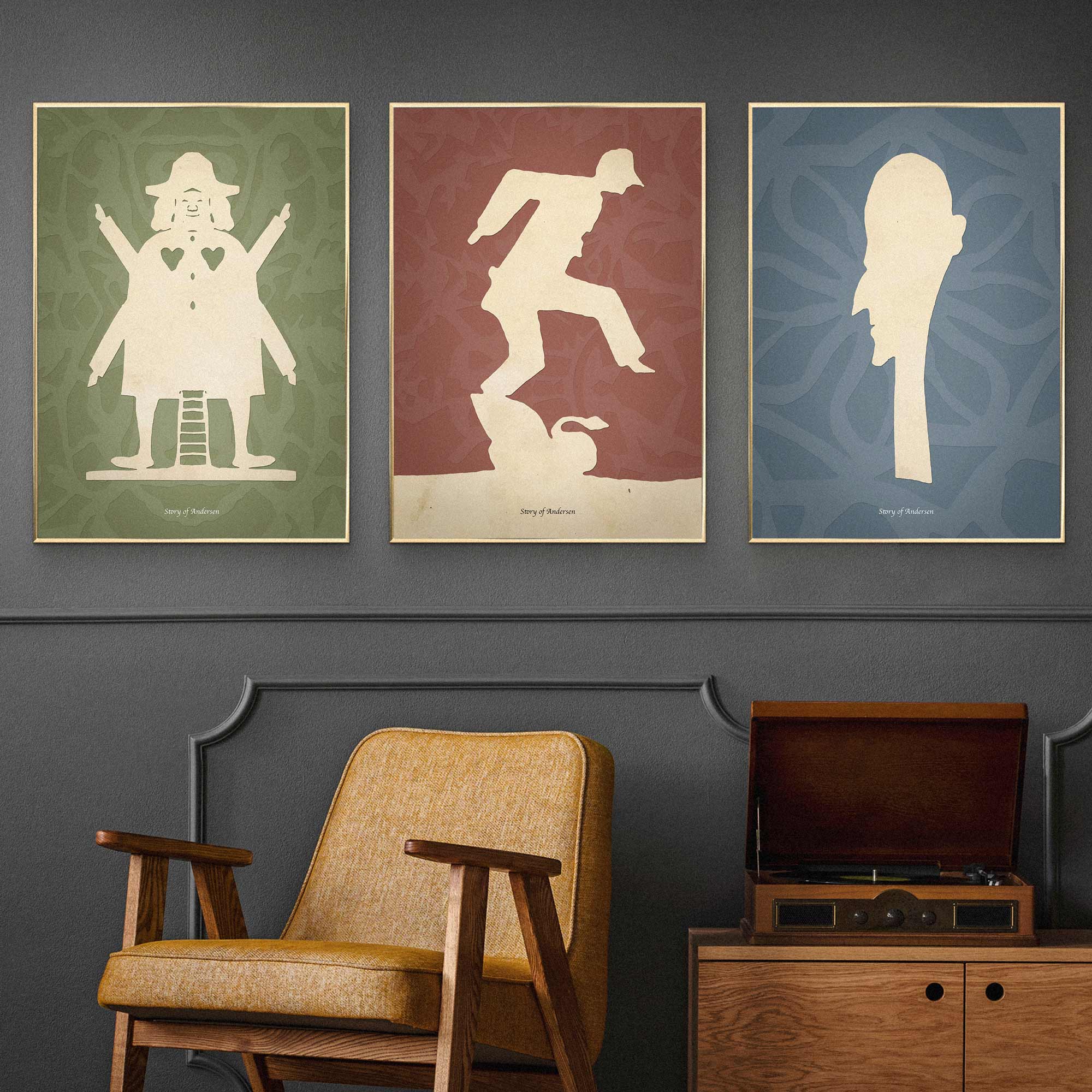 Plakat – H.C. Andersen Papirklip – Portræt – Blå baggrund