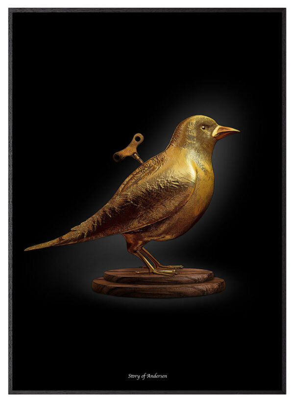 Plakat – H.C. Andersen Signatur – Nattergalen – Sort baggrund