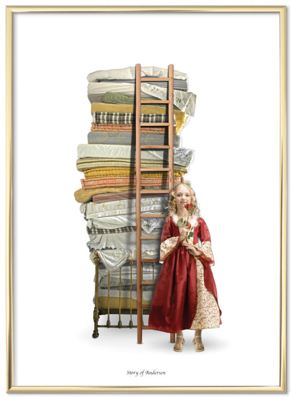 Plakat – H.C. Andersen Signatur – Prinsessen På Ærten – Hvid baggrund