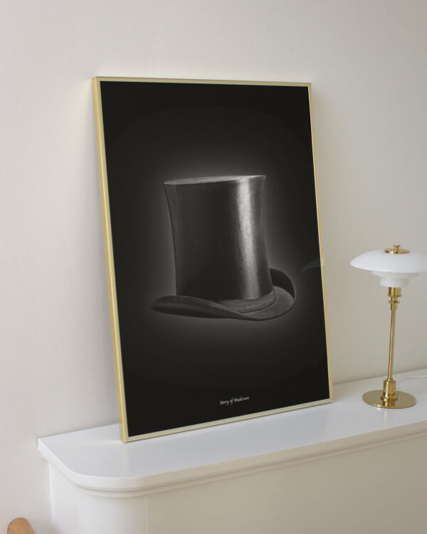 Plakat – H.C. Andersen Signatur – H.C. Andersens Hat – Sort baggrund