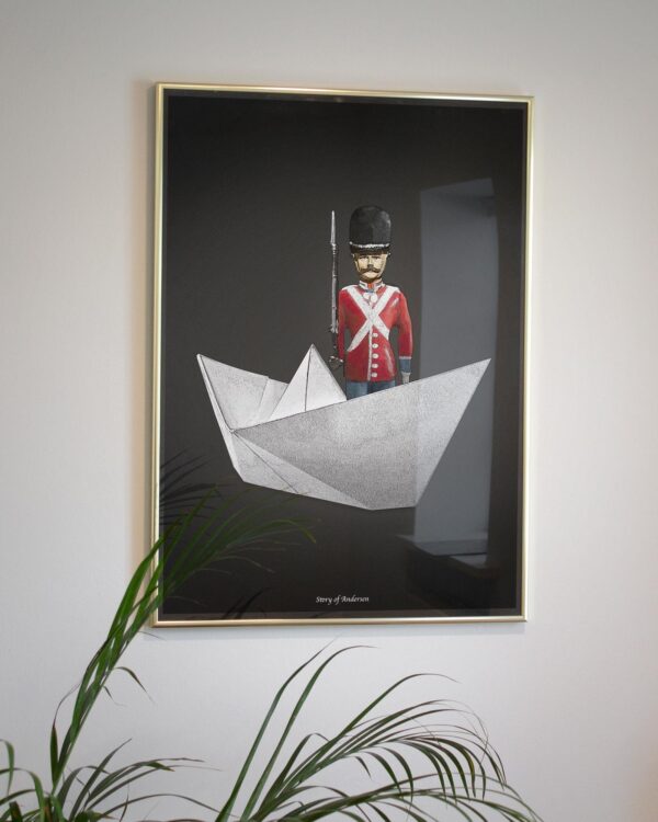 Plakat – H.C. Andersen Signatur – Den Standhaftige Tinsoldat – Sort baggrund