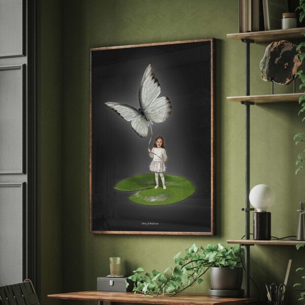 Plakat – H.C. Andersen Signatur – Tommelise – Sort baggrund