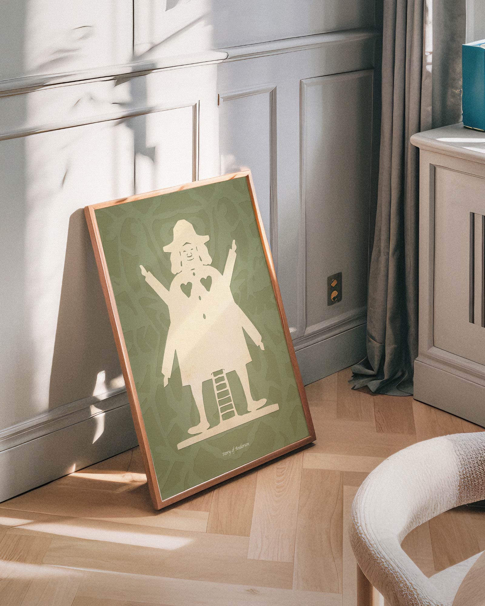 Plakat – H.C. Andersen Papirklip – Møllemand – Grøn baggrund