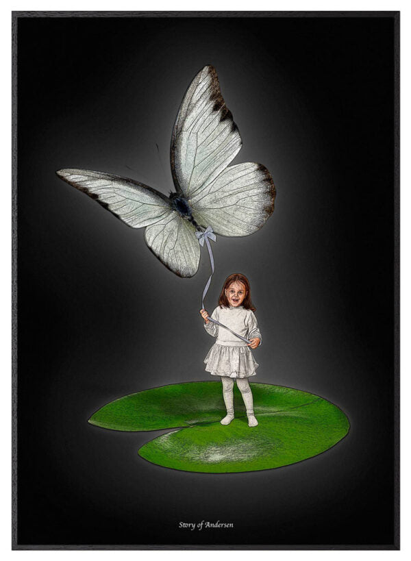 Plakat – H.C. Andersen Signatur – Tommelise – Sort baggrund