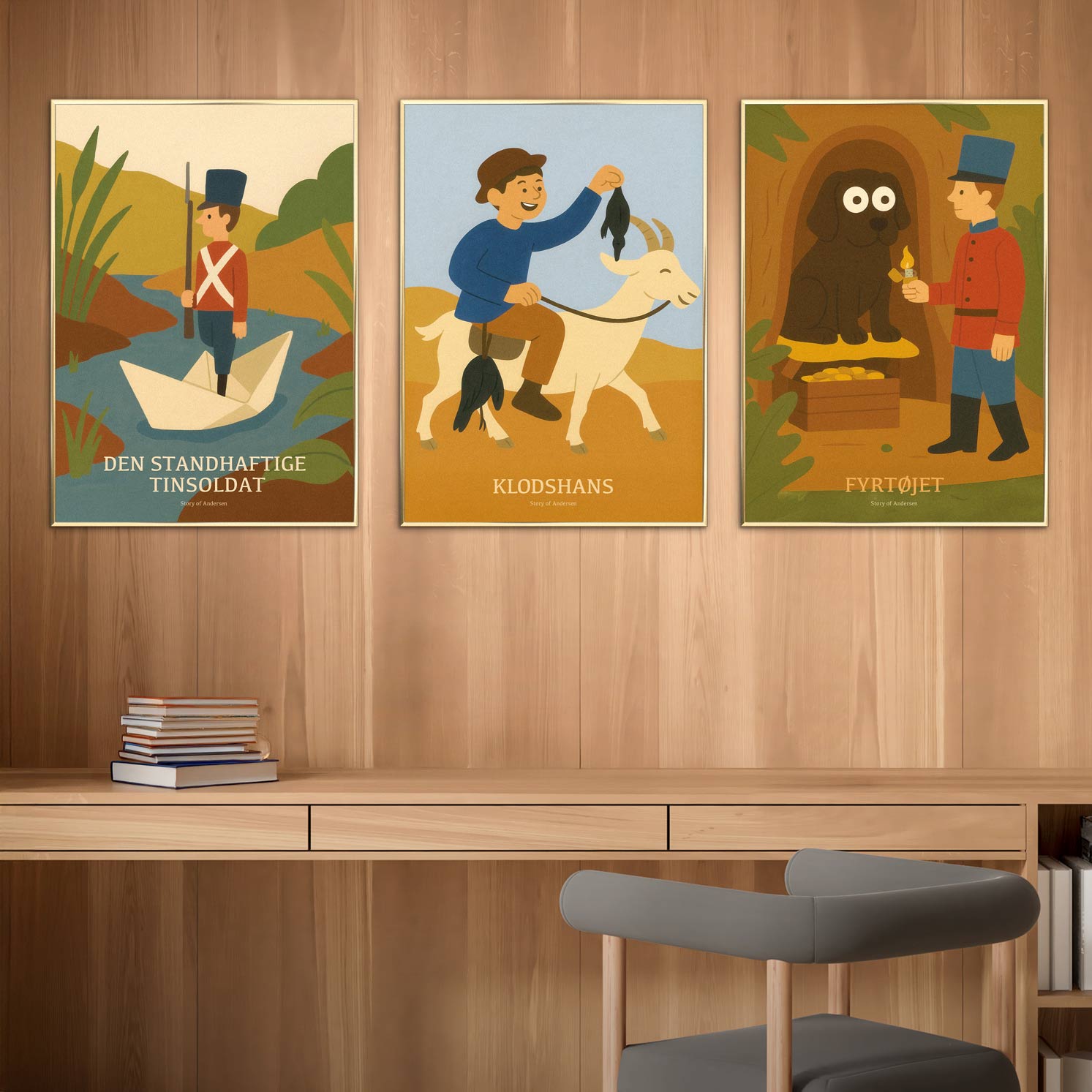 Billedvæg – Kunsttryk – 3 valgfri plakater – 50x70 cm