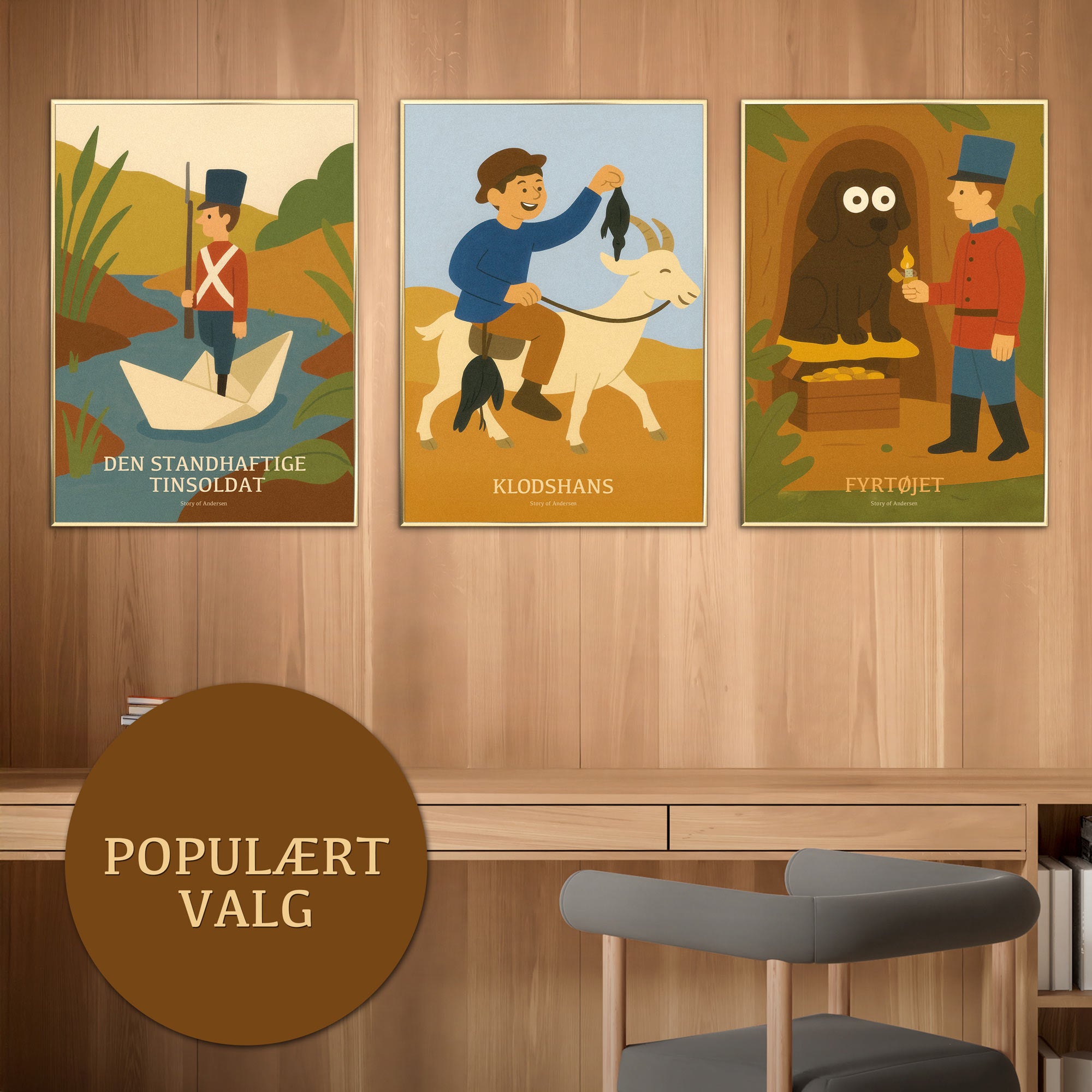 Billedvæg – Kunsttryk – 3 valgfri plakater – 50x70 cm