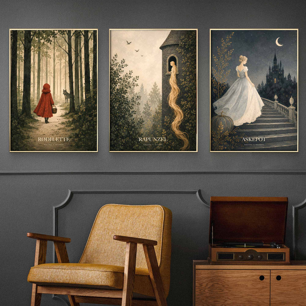 Billedvæg – Brdr. Grimm – 3 stk. plakater – 50x70 cm