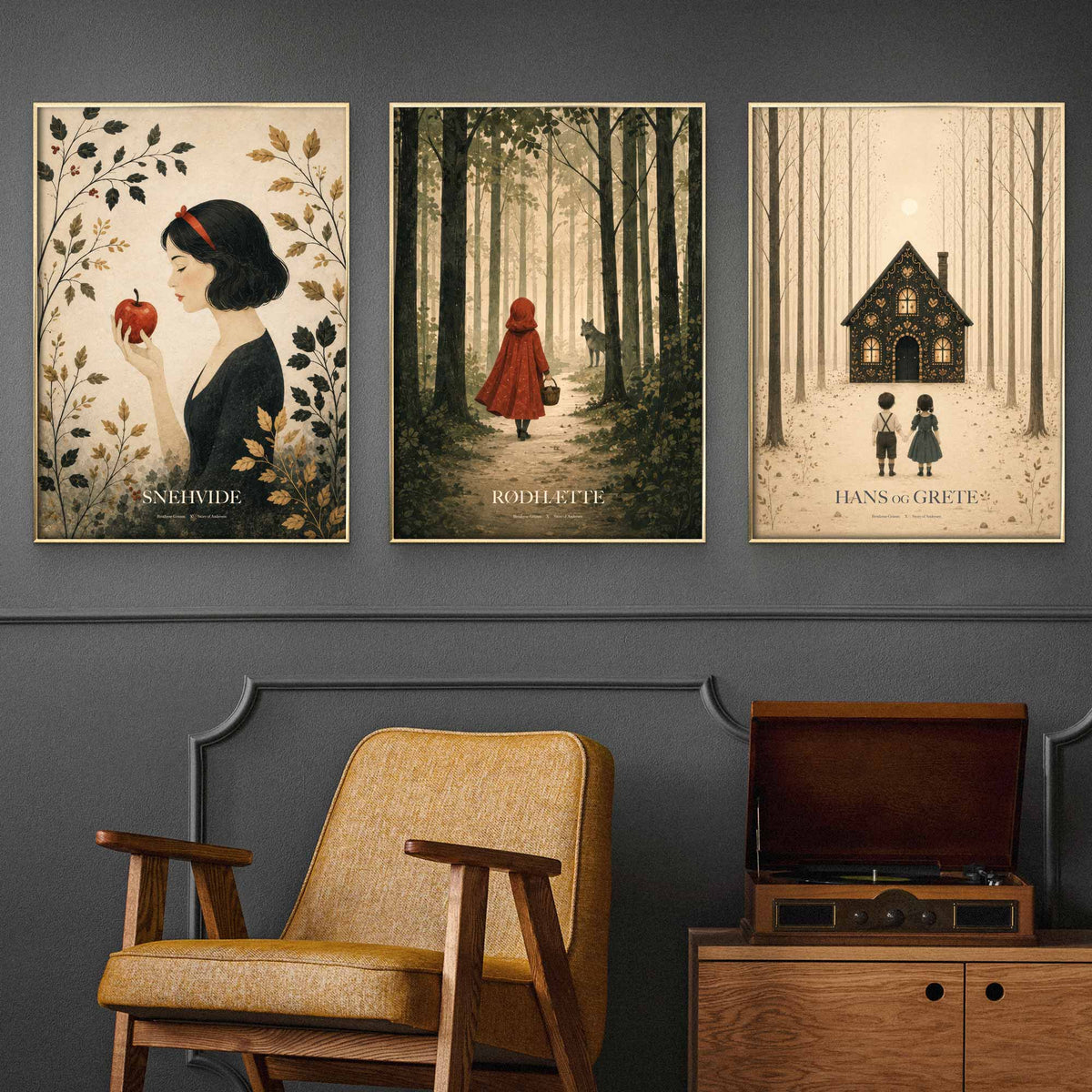 Billedvæg – Brdr. Grimm – 3 stk. plakater – 50x70 cm