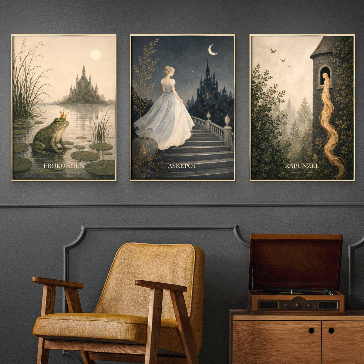 Billedvæg – Brdr. Grimm – 3 stk. plakater – 50x70 cm